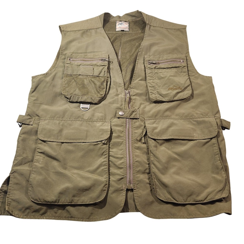 Pro Cam-Fis Vest Mens Medium‎ Green Travel Safari Fishing Multi Pocket Mesh